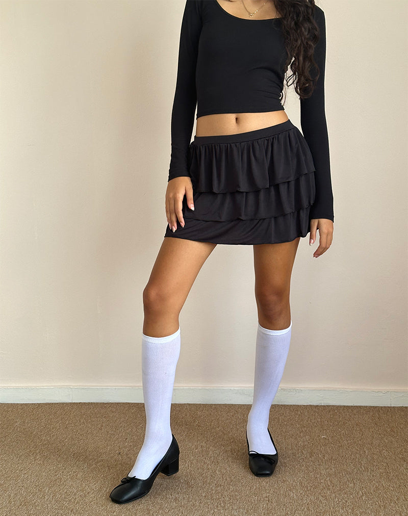 Minifalda de tirantes Sefone en negro fino