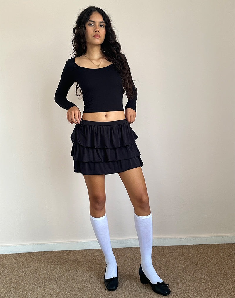Imagen de Sefone Minifalda de tirantes en Slinky Negro