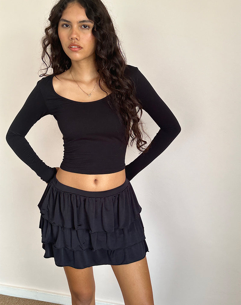 Imagen de Sefone Minifalda de tirantes en Slinky Negro