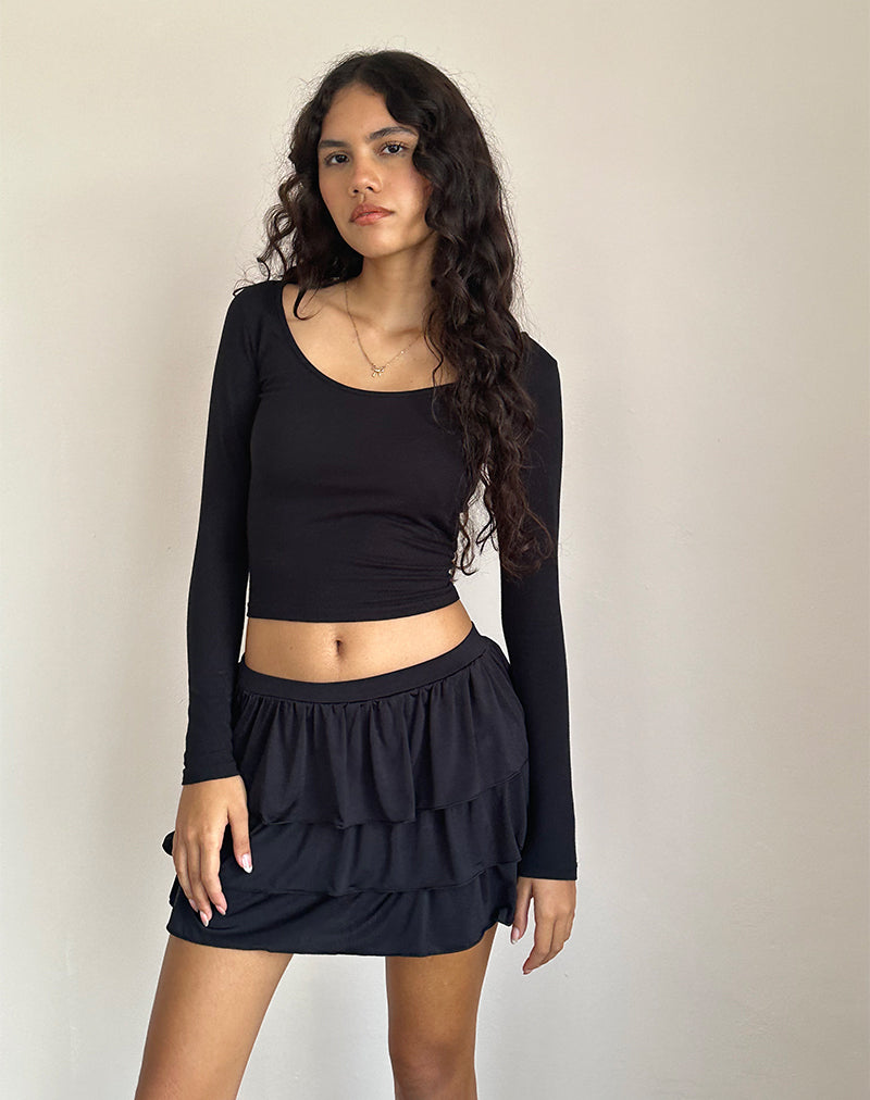 Minifalda de tirantes Sefone en negro fino