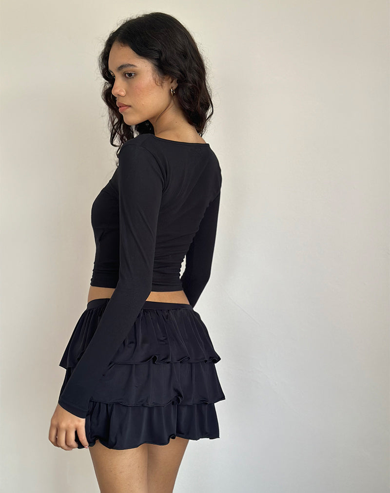 Imagen de Sefone Minifalda de tirantes en Slinky Negro