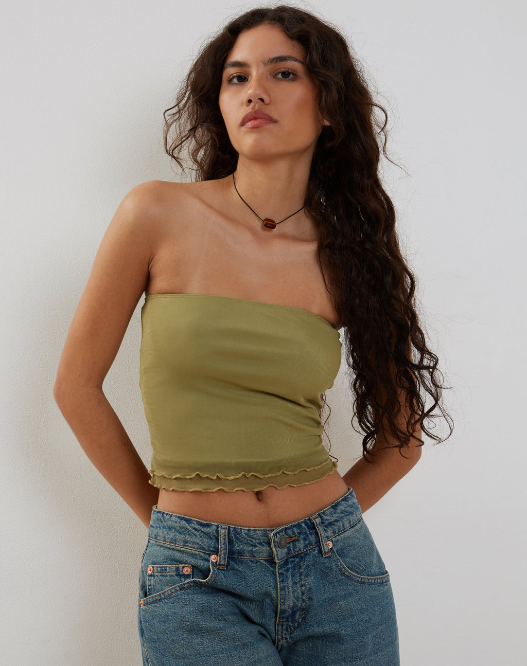 Top de malla Seka en verde