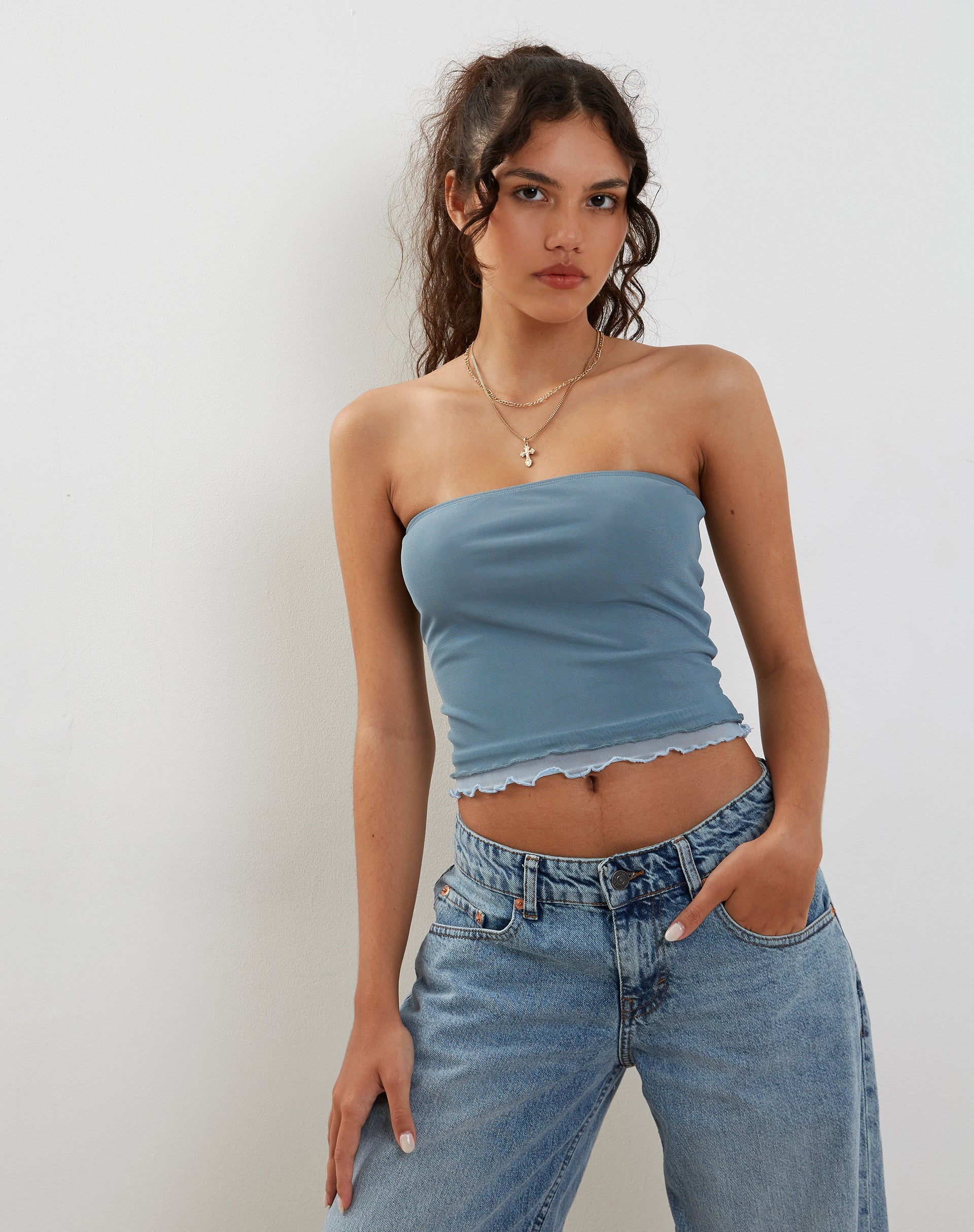 imagen de Seka Bandeau Top en Malla Tonal Azul