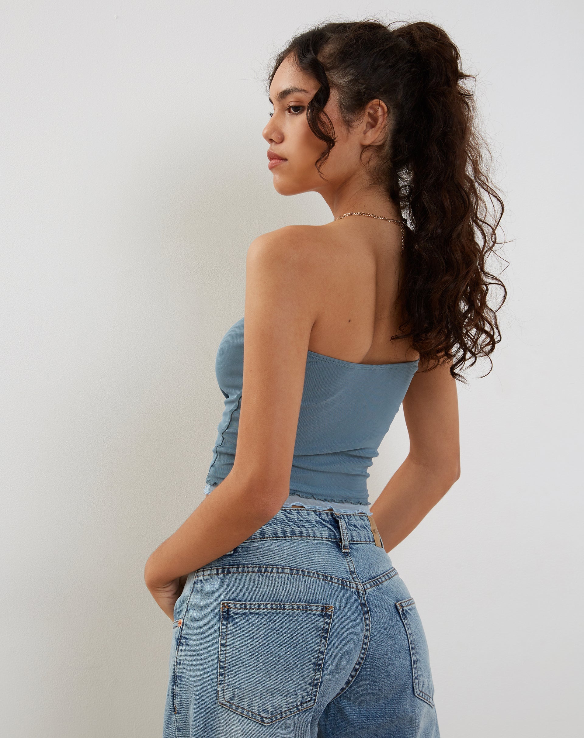 imagen de Seka Bandeau Top en Malla Tonal Azul