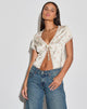 Imagen de Selene Tie Front Top in Satin Vintage Rose Garland
