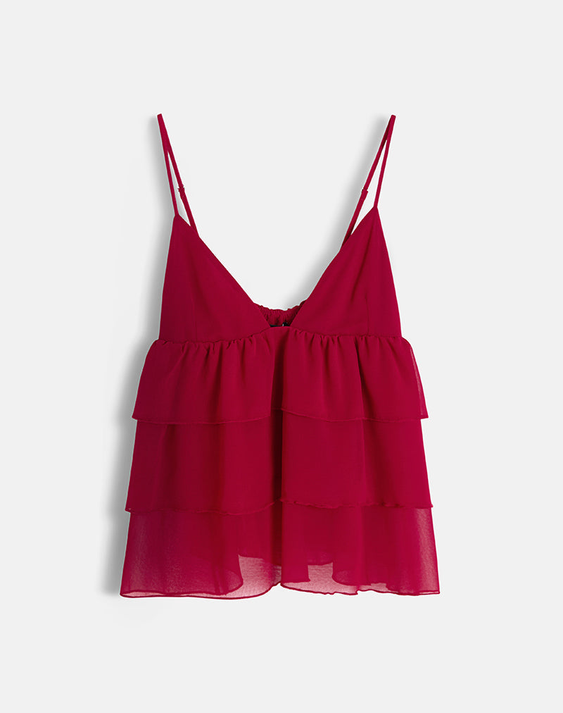 Cami Selvina con volantes en rojo