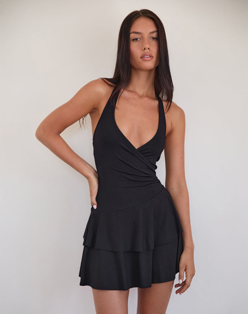 Semary Minivestido negro con escote barco