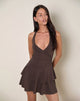 Imagen de Semary Minivestido de cuello redondo en chocolate amargo