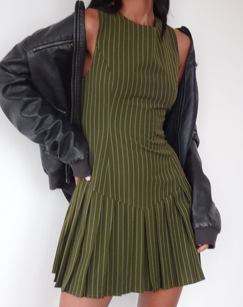 Minivestido Semasa de rayas caqui