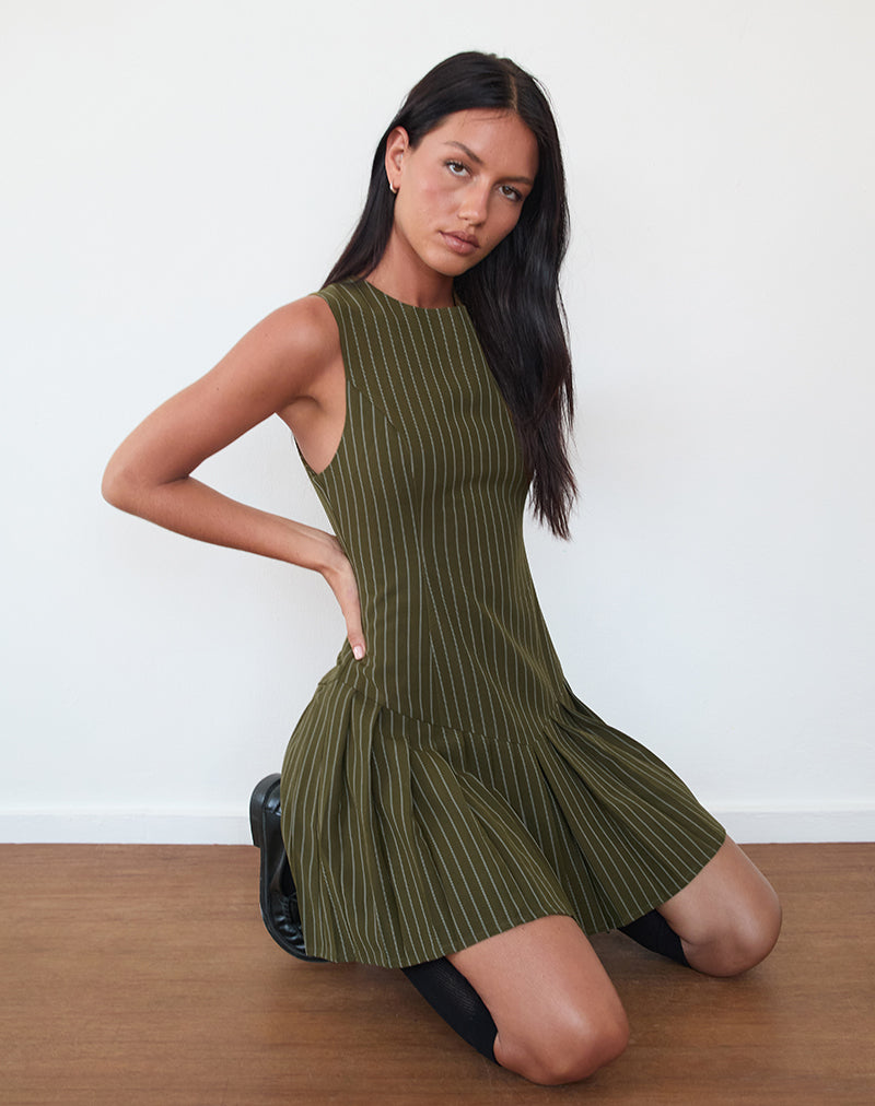Minivestido Semasa de rayas caqui