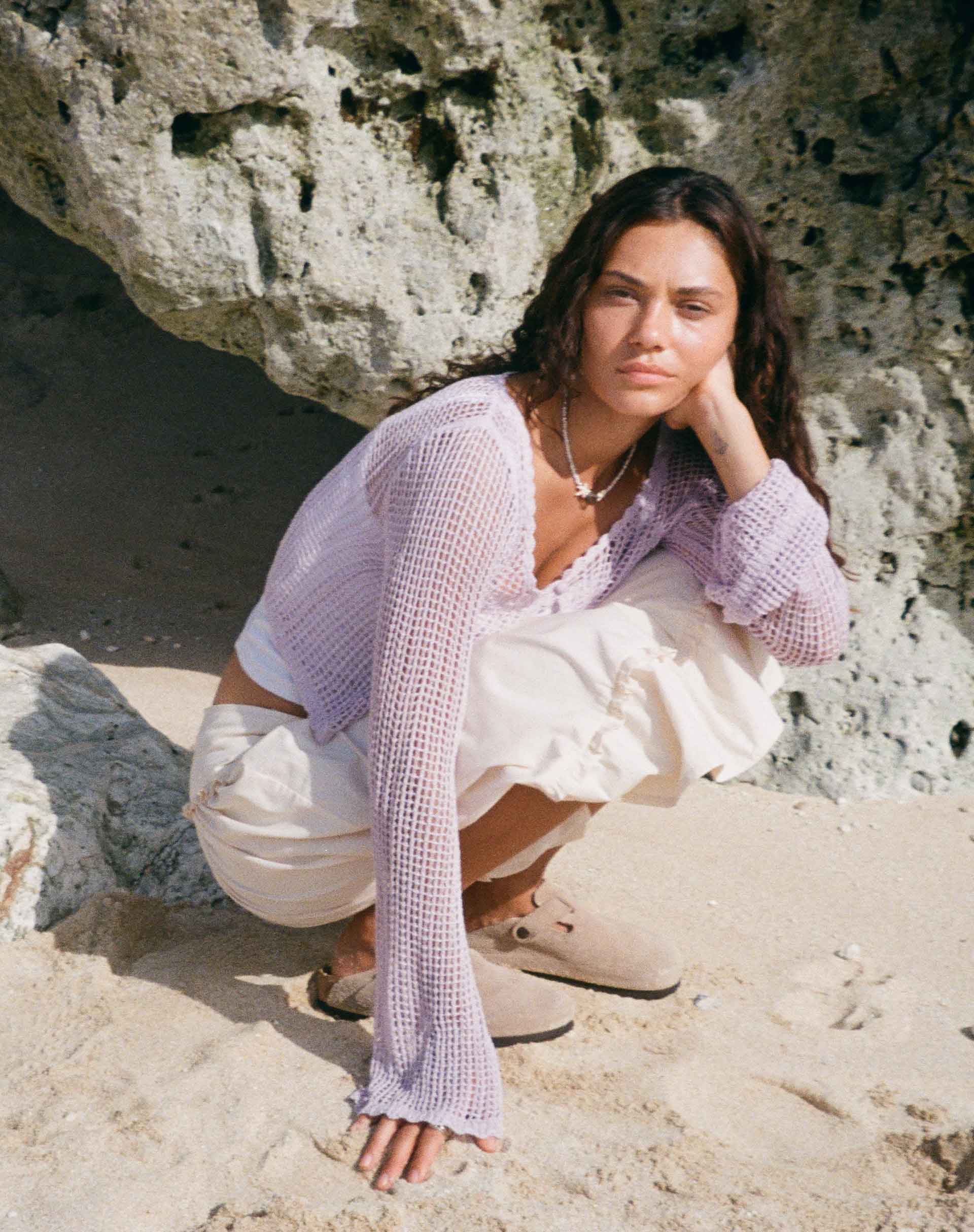 Imagen de Septa Cropped Knit Cardigan en Lila