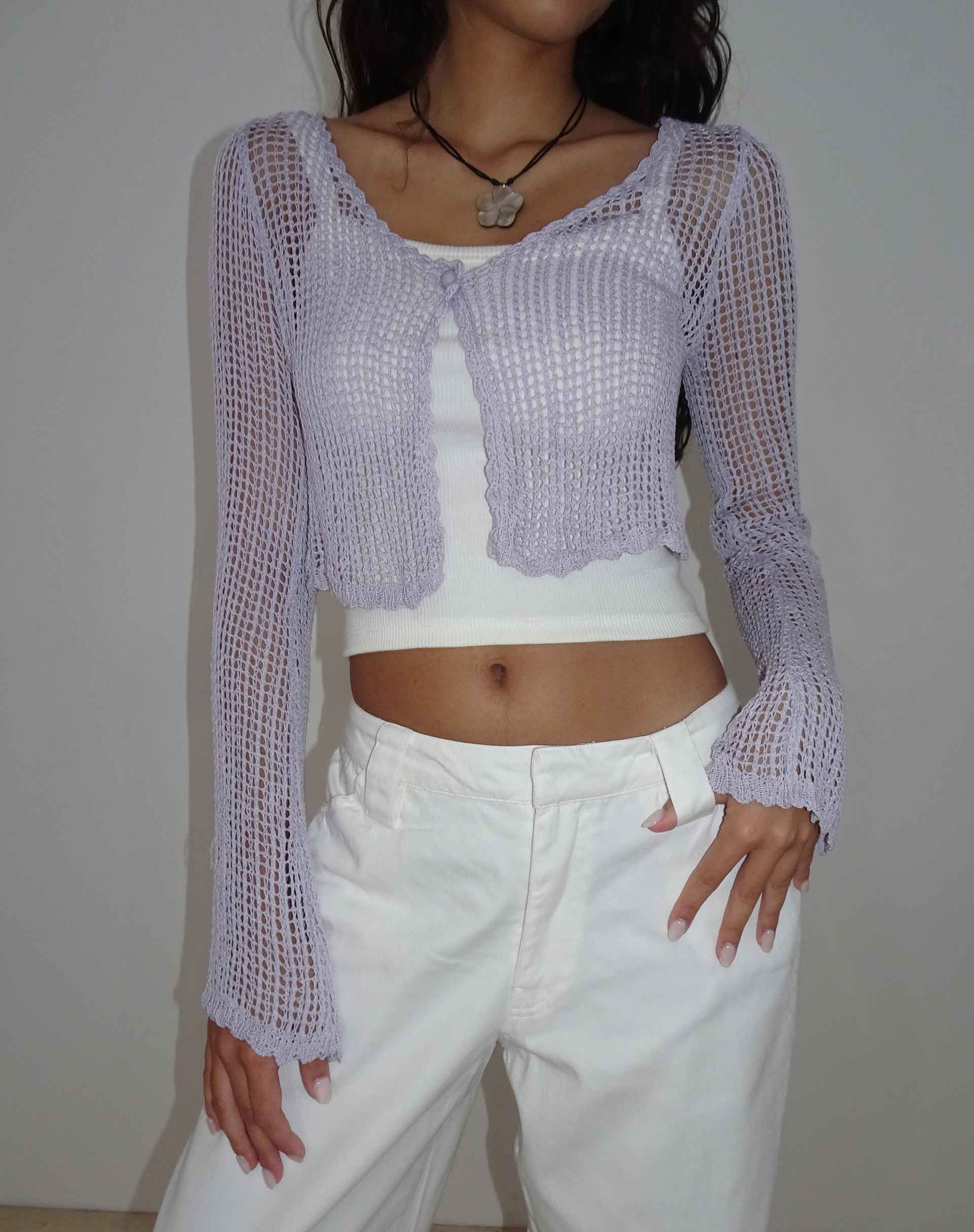 Imagen de Septa Cropped Knit Cardigan en Lila