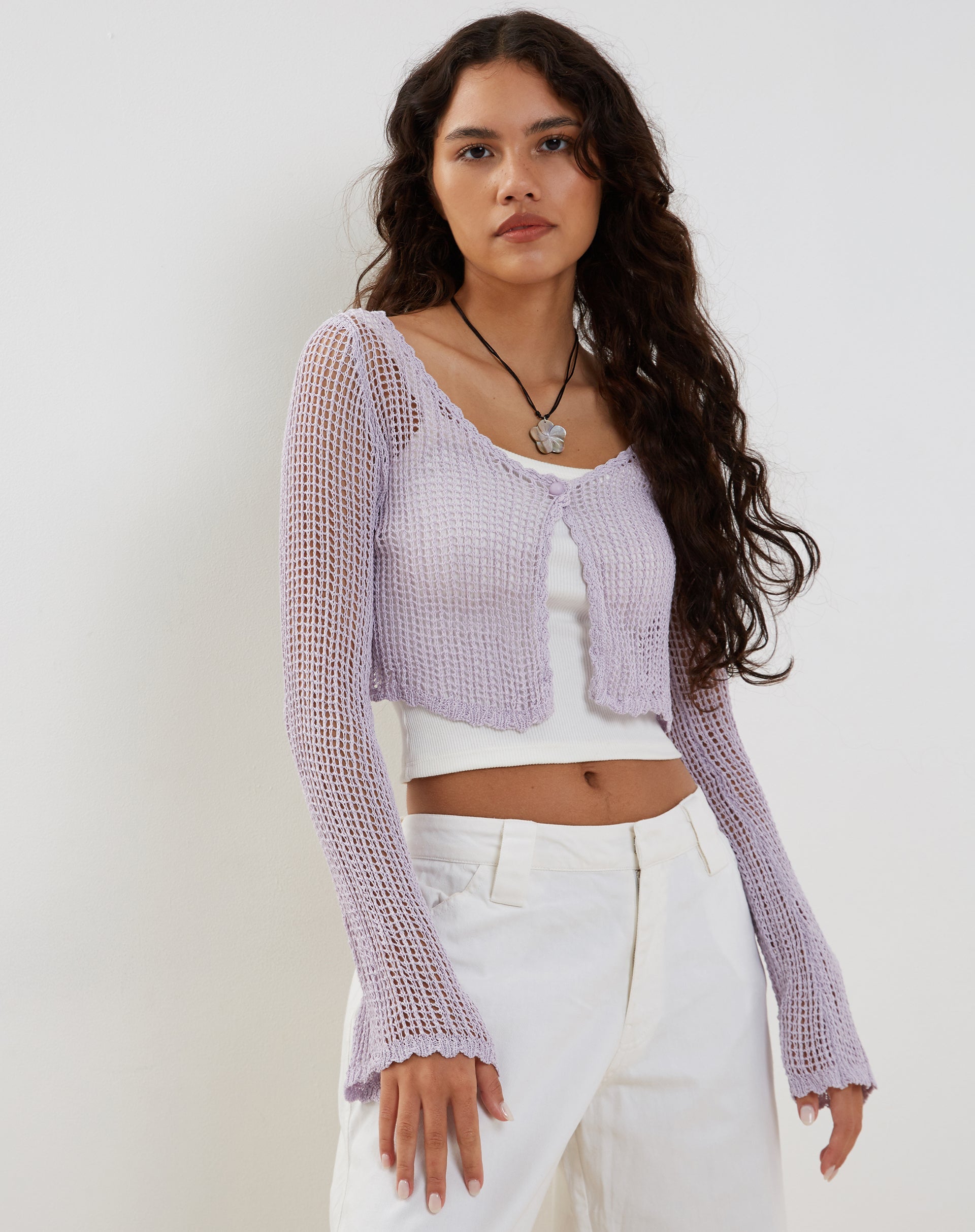 Imagen de Septa Cropped Knit Cardigan en Lila