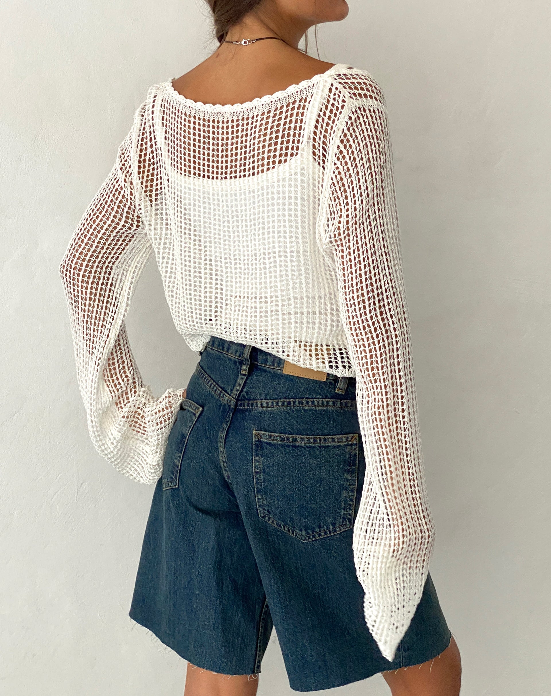 Imagen de Septa Cropped Knit Cardigan en marfil