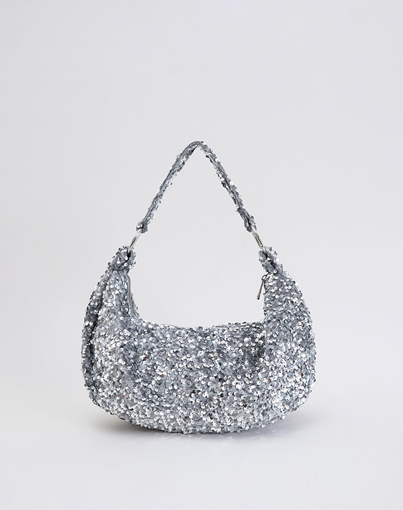 Bolso Hobo de lentejuelas en plata