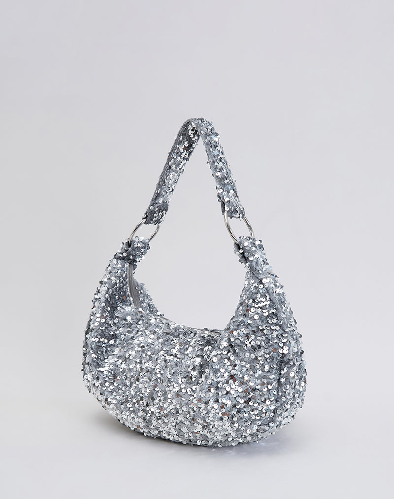 Imagen de Bolso Hobo de lentejuelas en plata