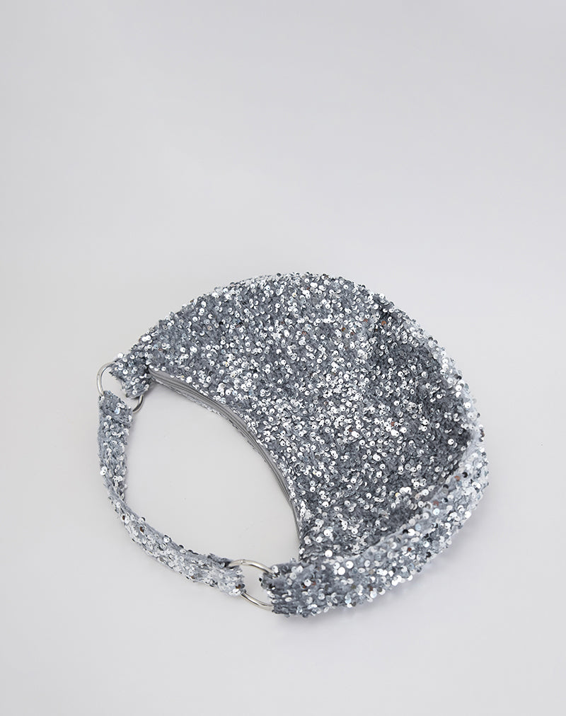 Imagen de Bolso Hobo de lentejuelas en plata