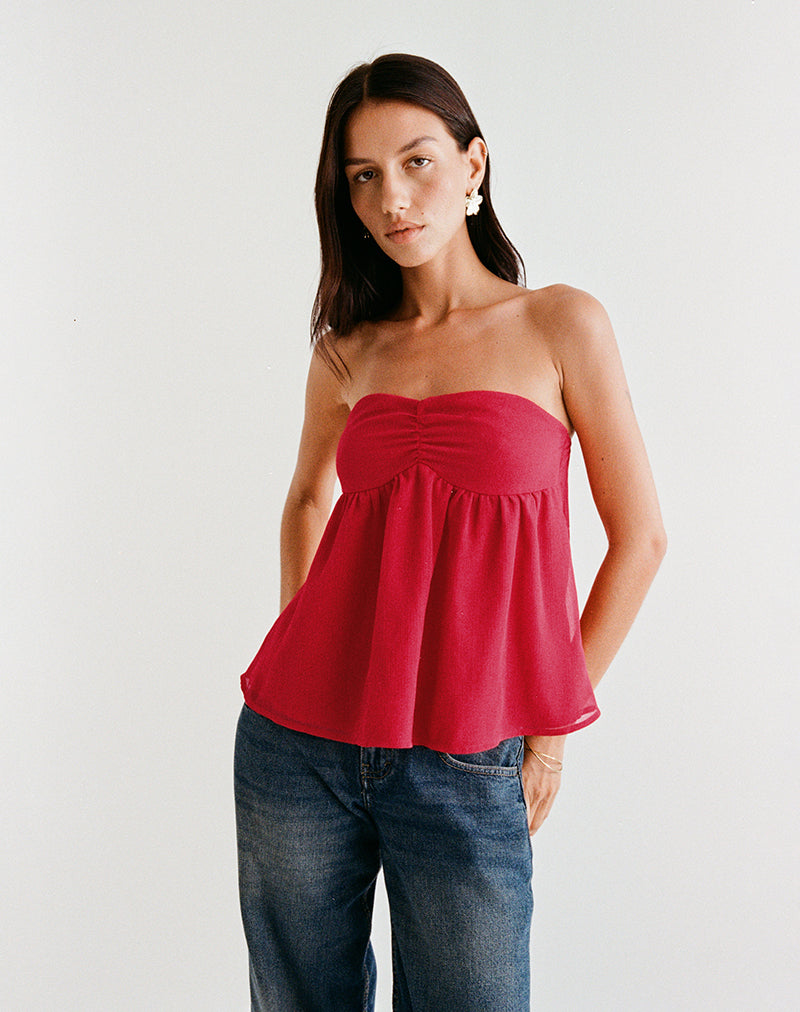 Imagen de Setsuko Bandeau Longline Top Rojo