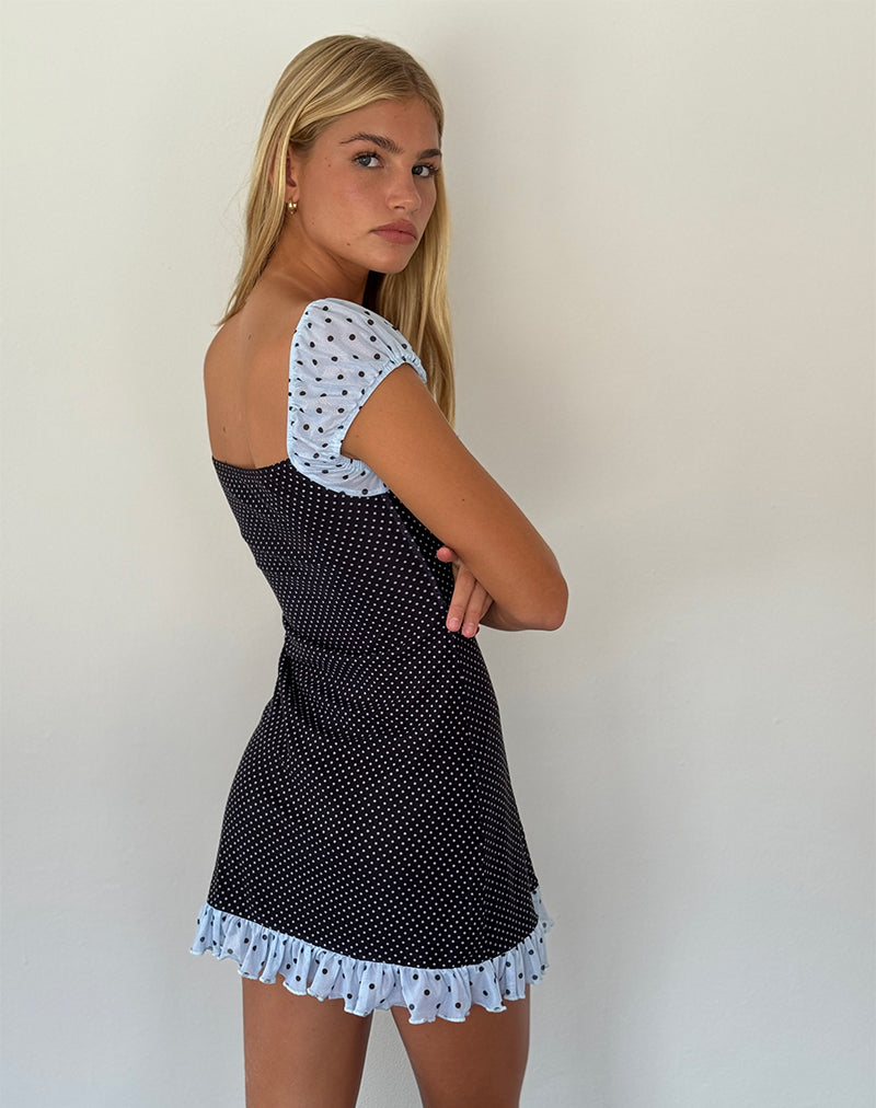 Imagen de Sevda Mini Vestido en Azul Negro Polka Basic