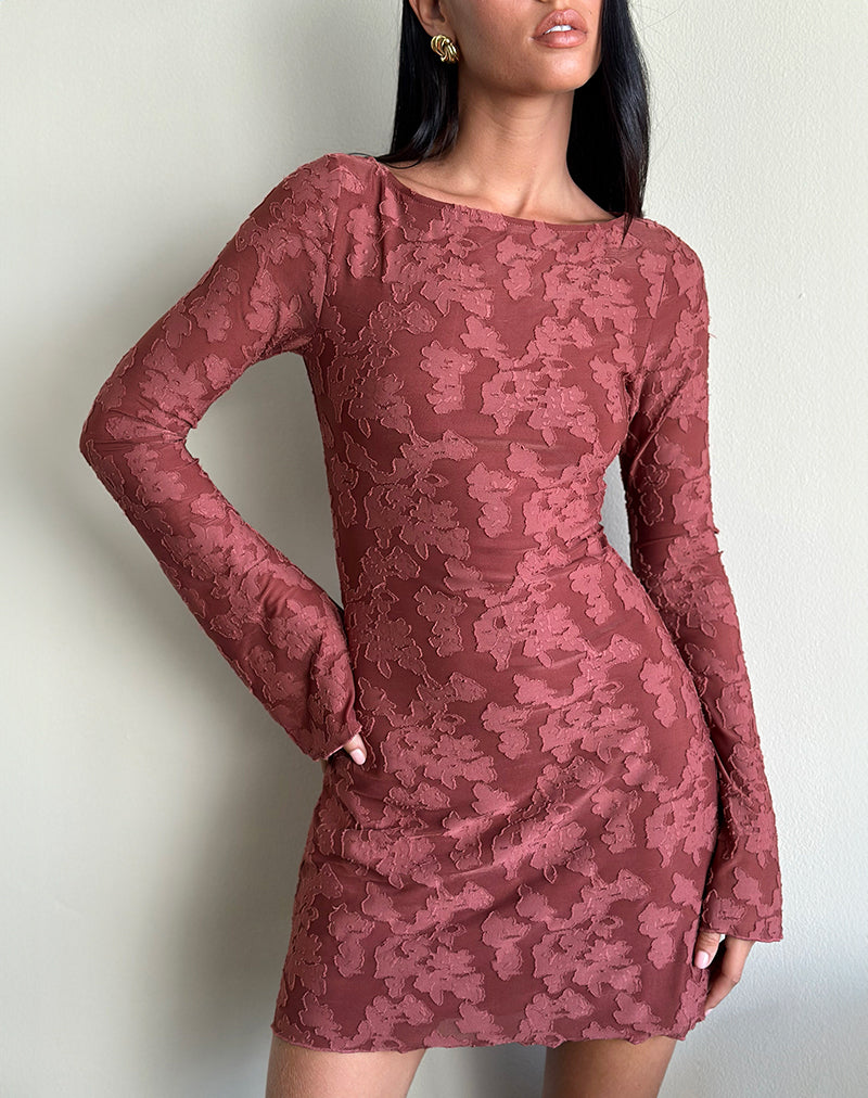 Vestido Sevila de malla quemada granate