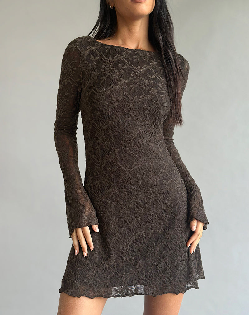 Vestido Sevila en Jacquard Marrón Oscuro