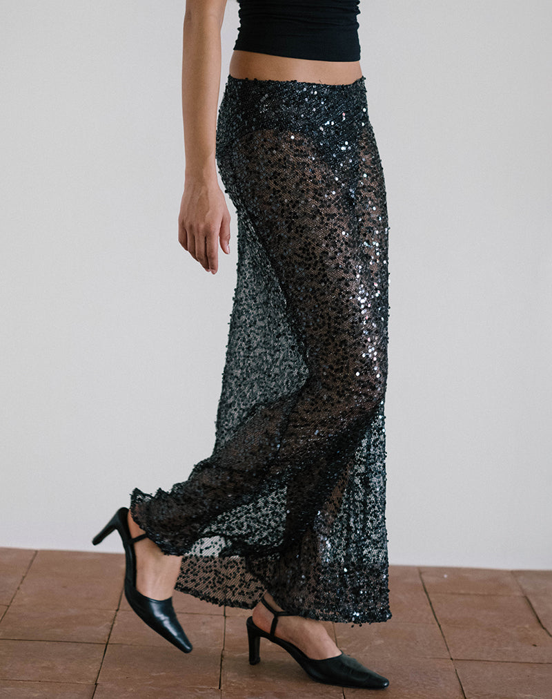 imagen de Vanessa Maxi Skirt in Sequin Mesh Black