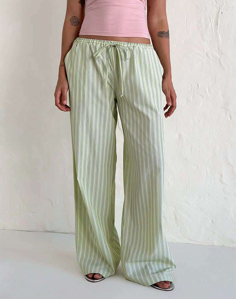 Pantalón Samir a rayas verde claro