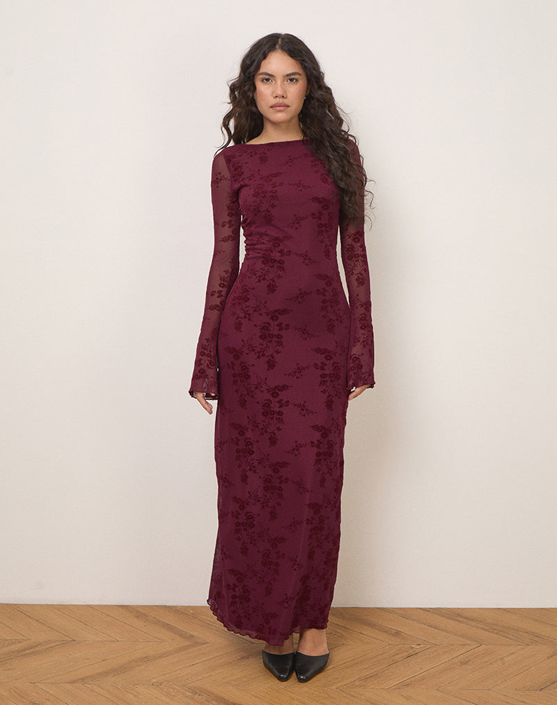 Vestido Shaleed en Botanical Flower Granate