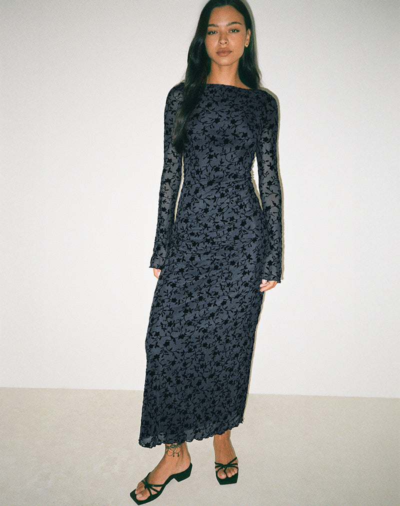 Imagen de Shaleed Maxi Dress in Pretty Petal Flock Navy