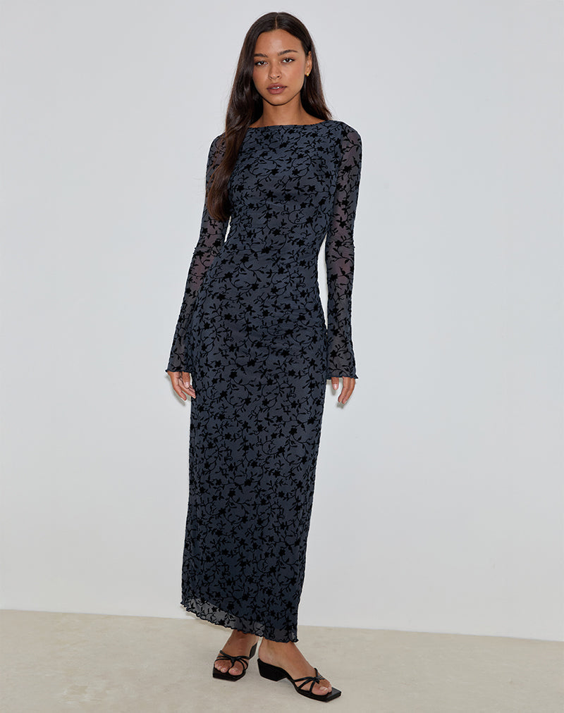 Maxi Vestido Shaleed en Pretty Petal Flock Azul Marino