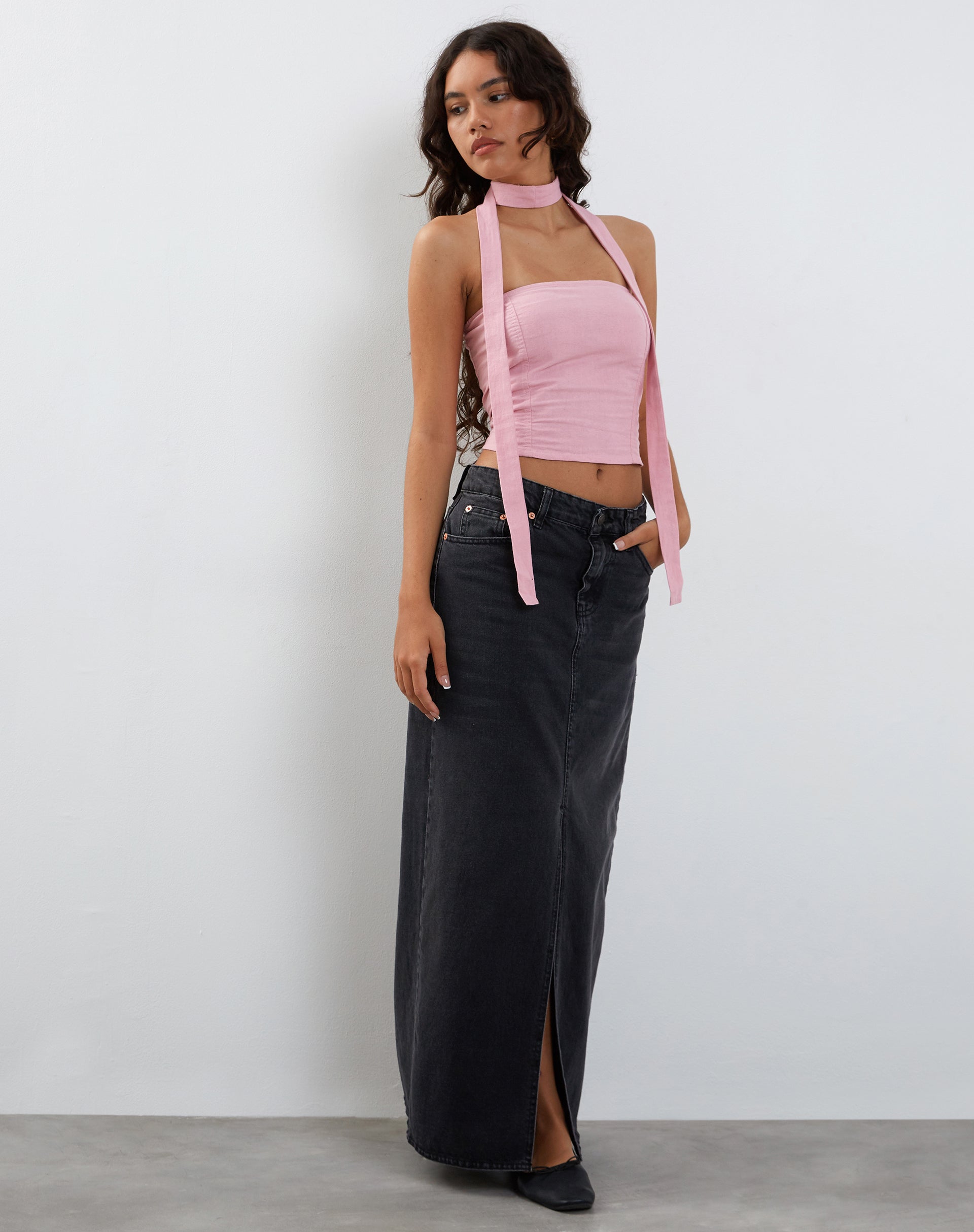imagen de Shaloe Bandeau Top and Scarf Set in Flamingo Pink