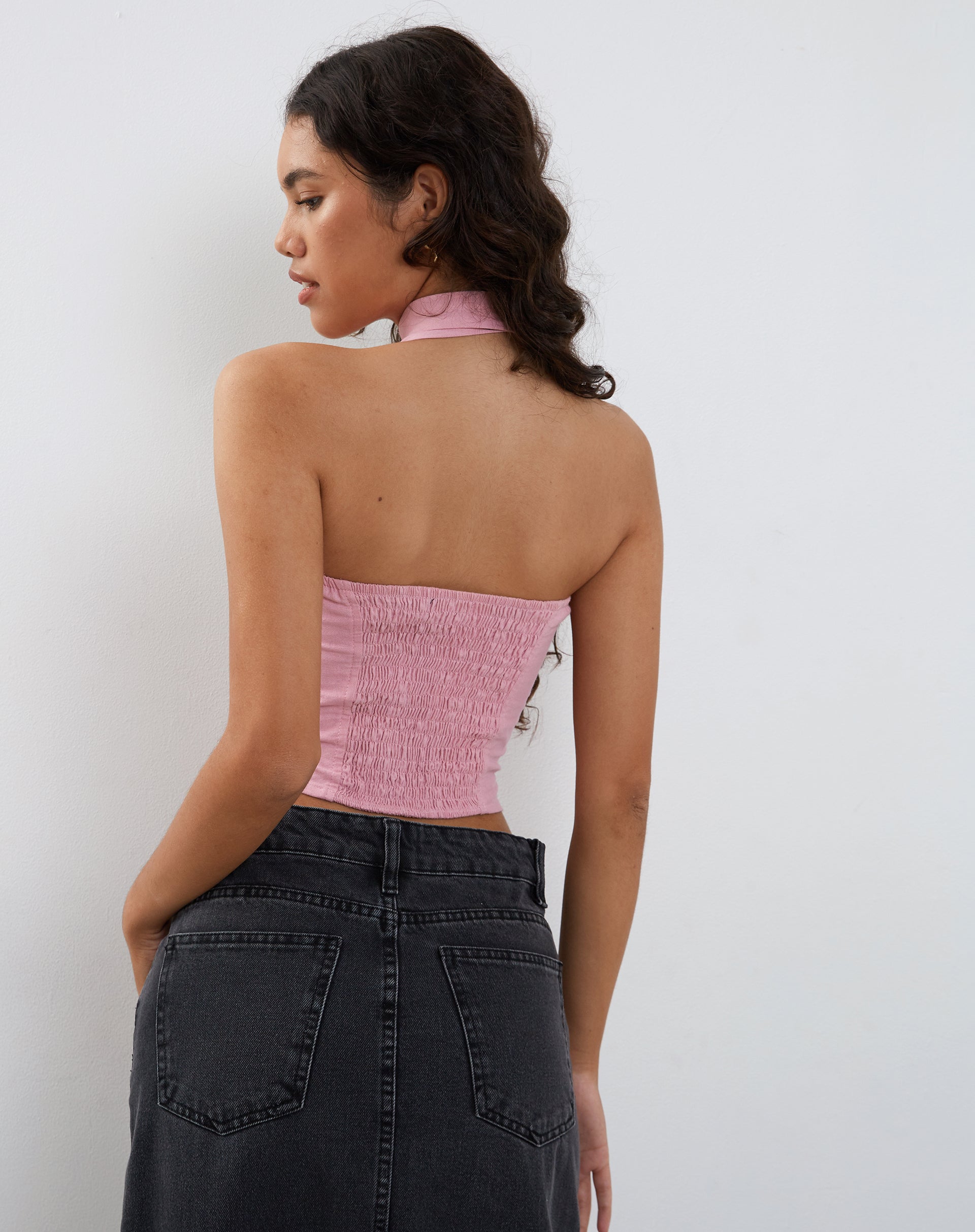 imagen de Shaloe Bandeau Top and Scarf Set in Flamingo Pink