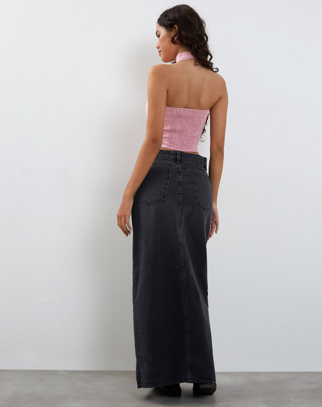 Conjunto de top bandeau y pañuelo Shaloe en rosa flamingo