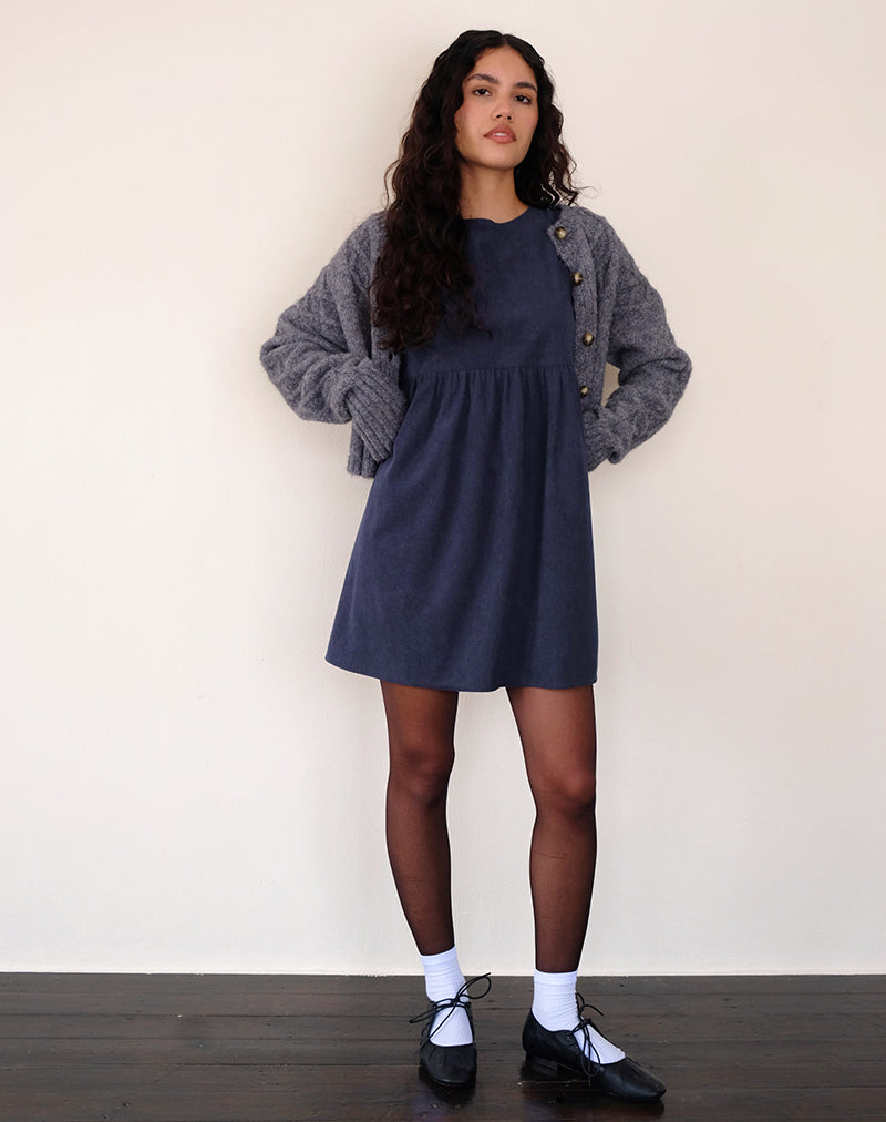Mini Vestido Sheba en Babycord Azul Tinta