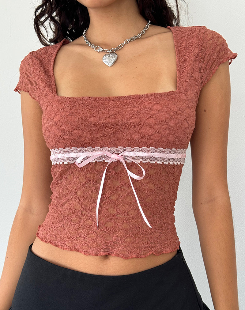 Top de encaje Sherine en rosa marchito