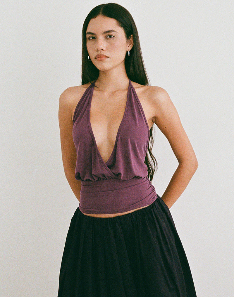 Imagen de Sherlyn Top sin mangas en cupro morado oscuro