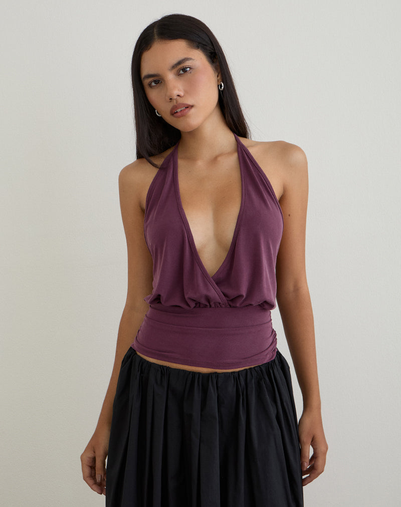 Sherlyn Top sin mangas en cupro morado oscuro