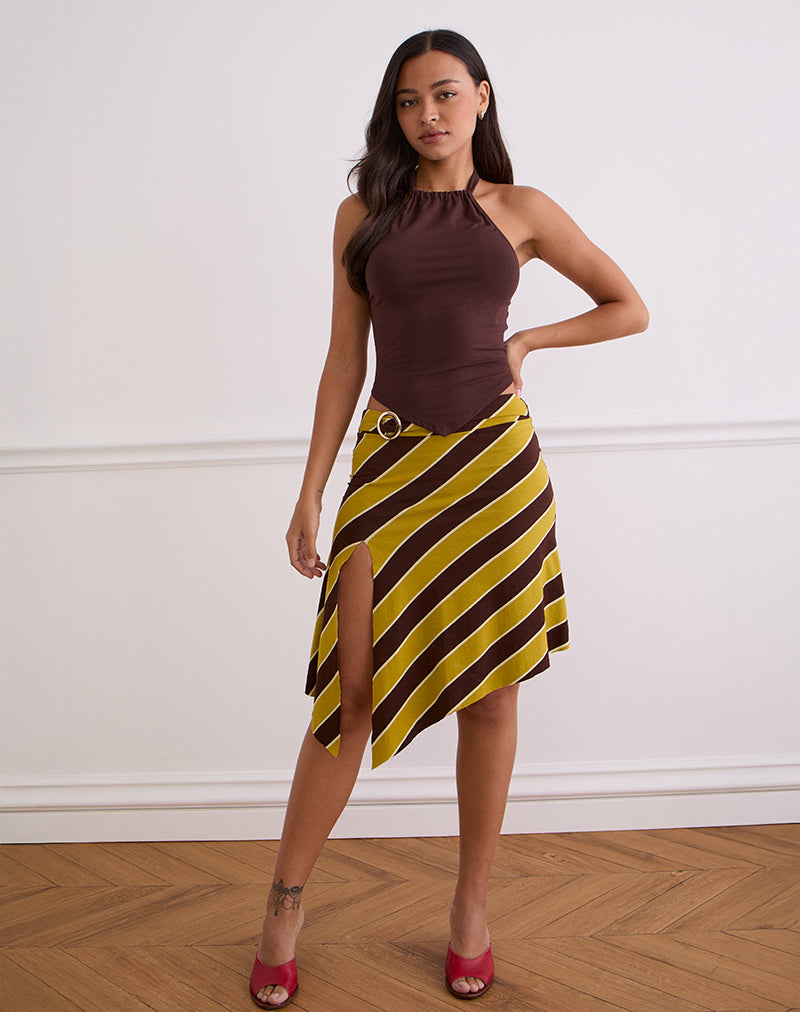 Imagen de Sherry Split Midi Skirt in Stripe Retro Yellow