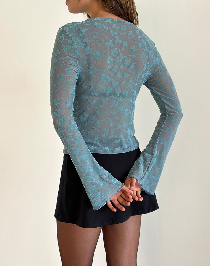 Imagen de Shia Cardigan en Gris Azul Floral Grunge