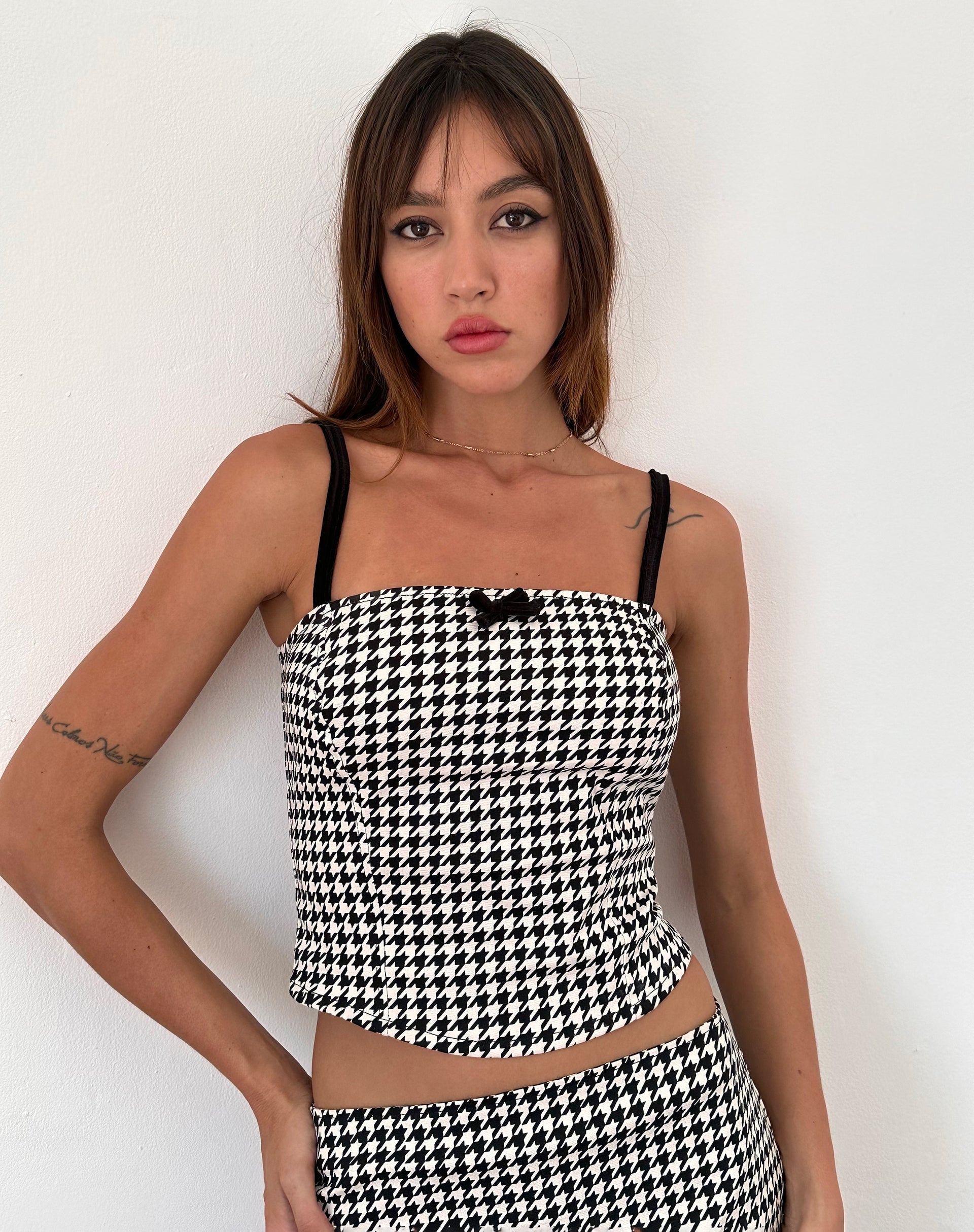 Imagen de Shika Corset Top en Monocromo Dogtooth