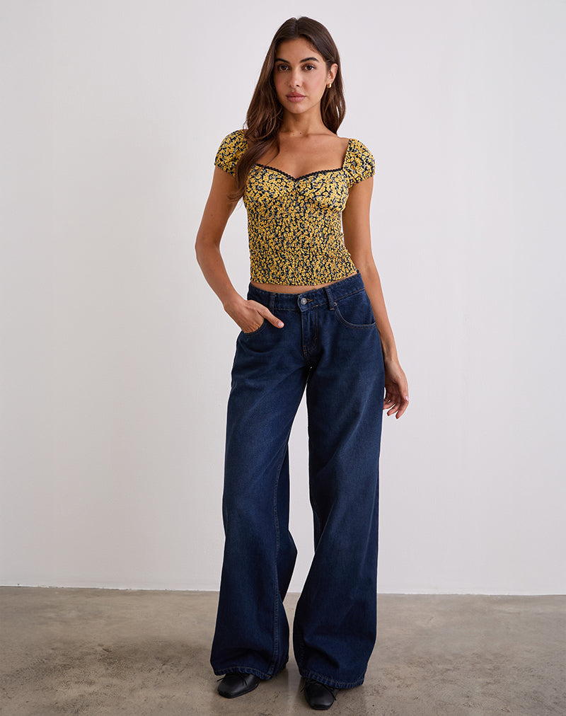 Shizu Top de Manga Corta en Mini Bloom Amarillo