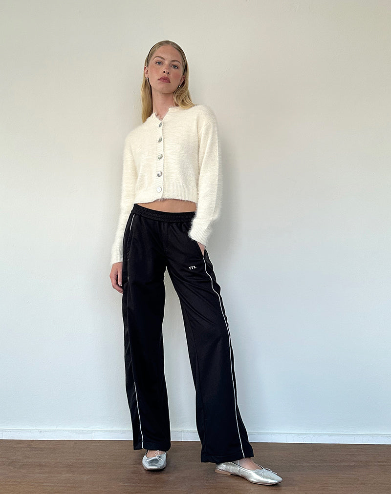 Imagen de Shobi Wide Leg Jogger en negro con ribetes grises