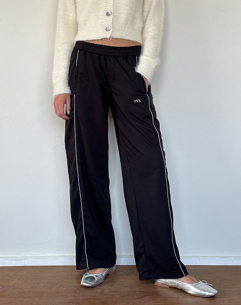 Jogger de pata ancha Shobi en negro con ribete gris