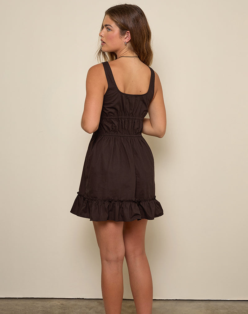 Imagen de Shoyo Mini Vestido con Volantes en Chocolate Amargo