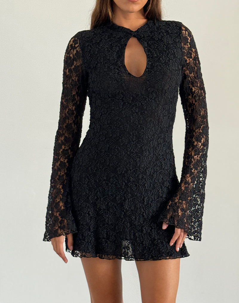 Imagen del minivestido Silvanna Keyhole de encaje Negro