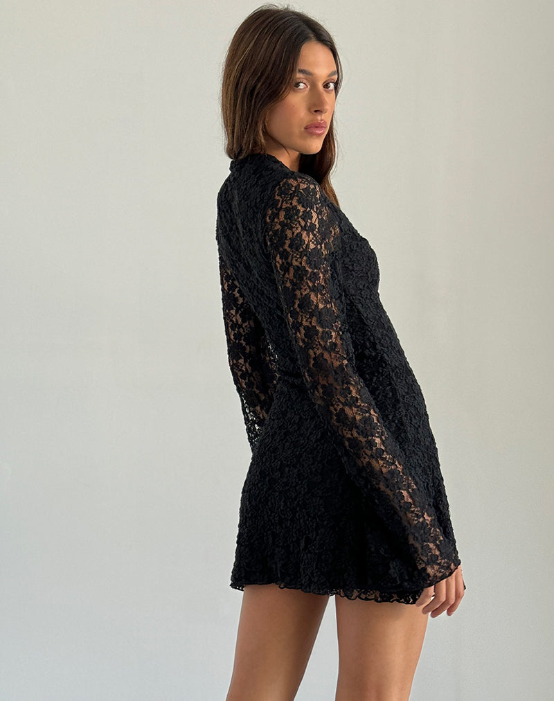 Imagen del minivestido Silvanna Keyhole de encaje Negro