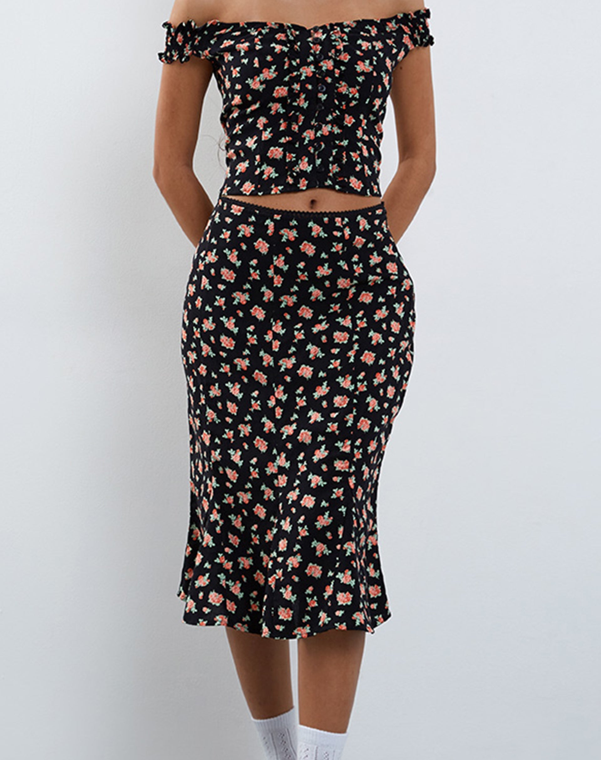 Imagen de Sima Falda midi en rosa fluo Negro