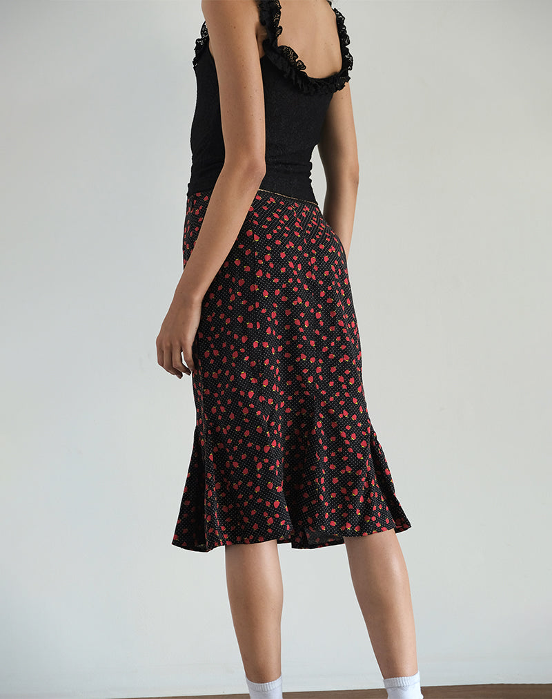 Imagen de Sima Falda Midi en Polka Fresa Negra