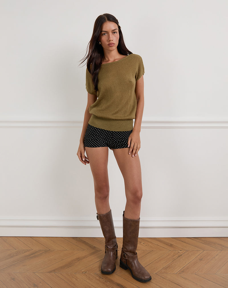 Imagen de Sinda Scoopback Top en Knit Olive