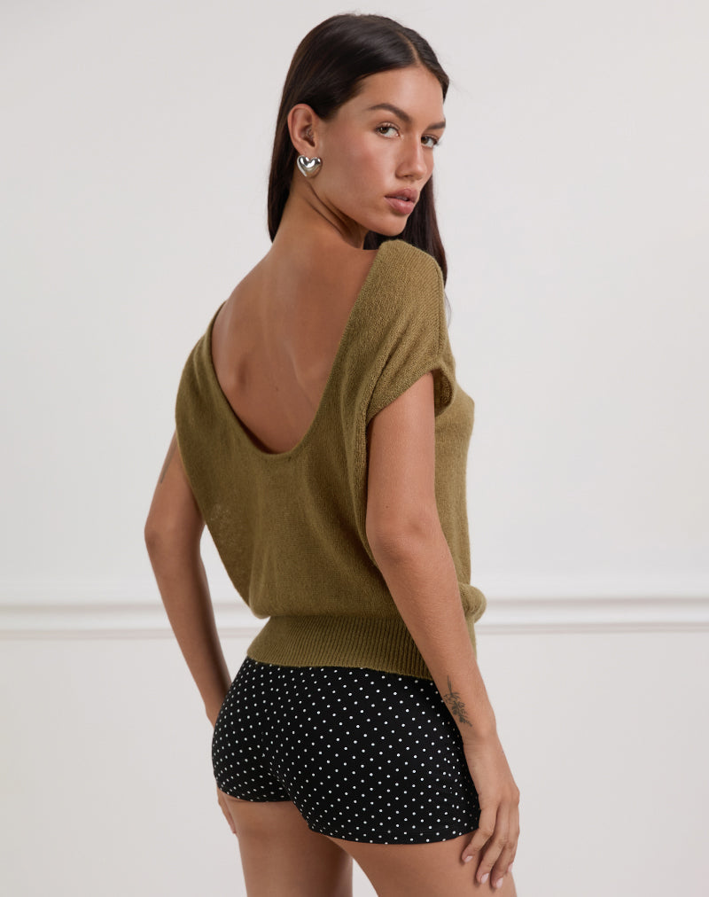 Imagen de Sinda Scoopback Top en Knit Olive